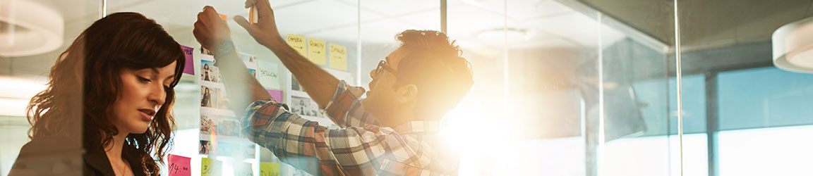 Creative workers in a bright office