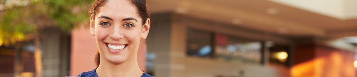 female employee smiling