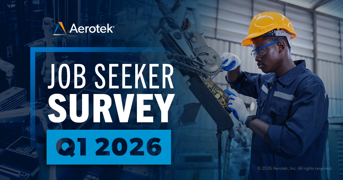 This image promotes Aerotek's Job Seeker Survey: Q1 2026. 