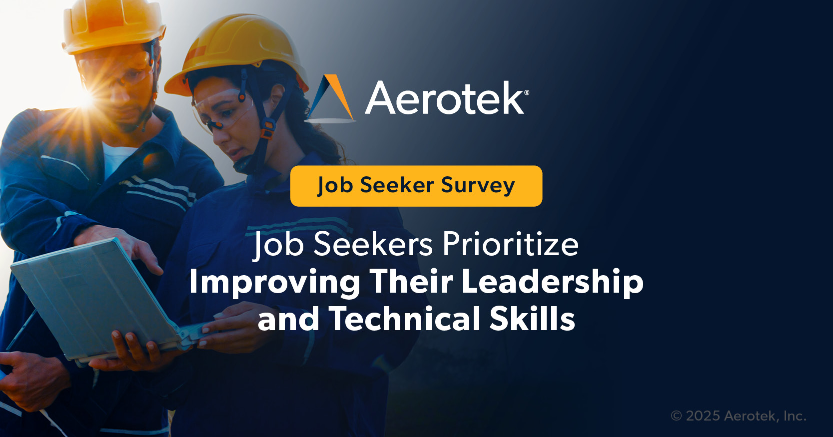 This graphic supports Aerotek's Job Seeker Survey: Q2 2025 by highlighting that job seekers are prioritizing improving their leadership and technical skills. 