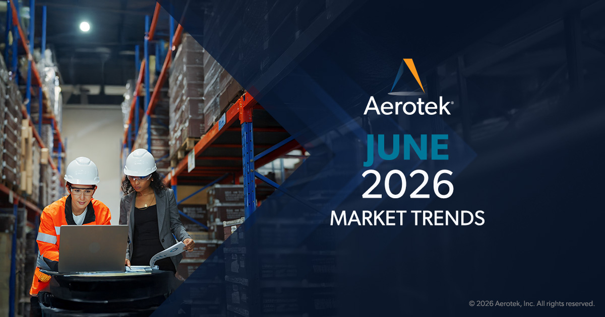 This graphic announces Aerotek's June Market Trends report covering how the latest jobs data impacts construction, manufacturing, warehousing and other industries. 