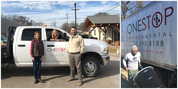 President and CEO of One Stop Environmental, Shannon Riley stands alongside Aerotek Recruiter Amy-Jean Hargrove and Account Manager Cody Doores. At right, Aerotek contract employee Robert Davis is pictured on-the-job.