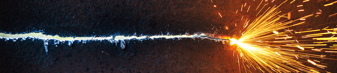Welding cut with sparks