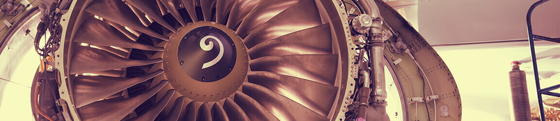 Close up of airplane engine