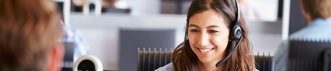Woman working in a call center